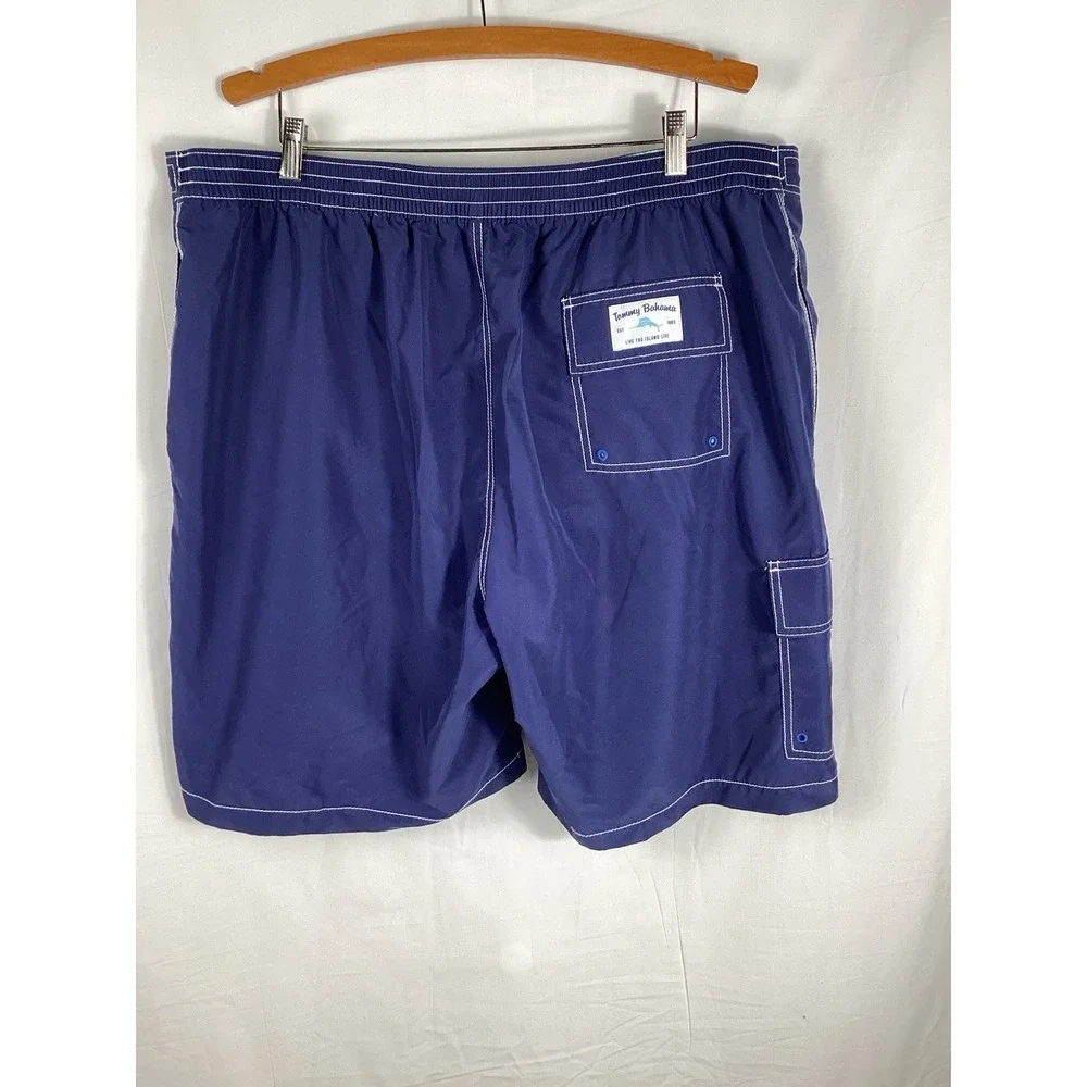 TOMMY BAHAMA Baja Lei Blue Swim Trunks With Liner Big Mens Size 2XLB